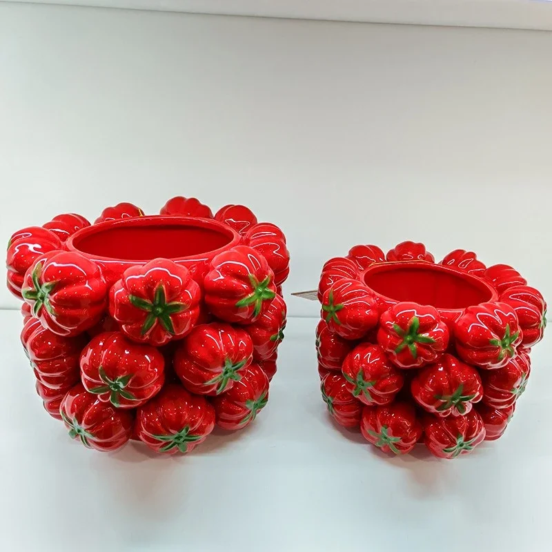 

Ceramic fruit ornaments tomato storage vase inserts decoration home crafts