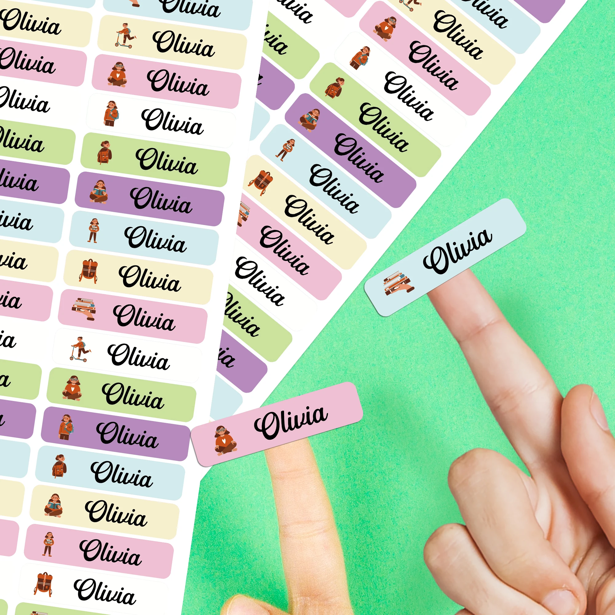 

Наклейки с именами на заказ, персонализированные этикетки для школьных принадлежностей, милые мультяшные иконки, необходимые вещи для школы