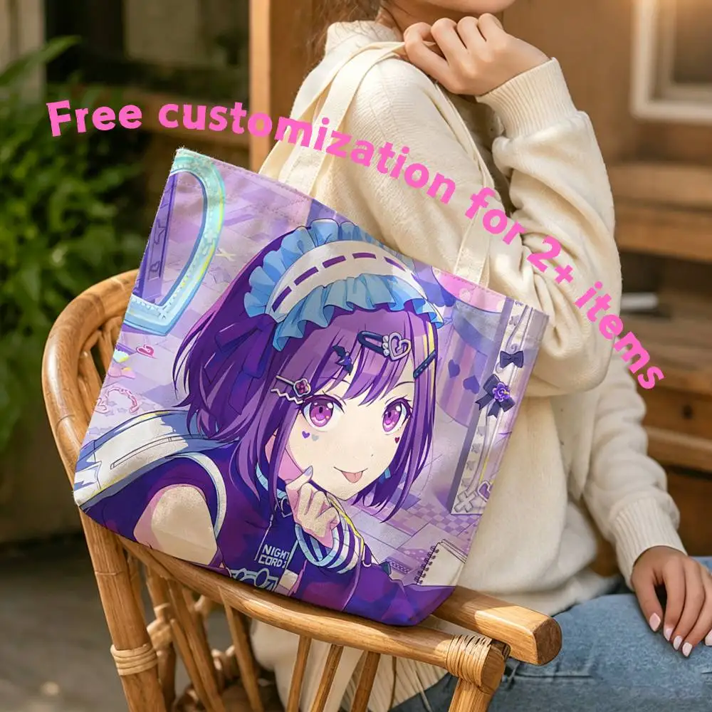E-Ena Shinonome Game PJSK Waterproof Lined Canvas bags suitable for going to class, shopping, gifts, and commuting
