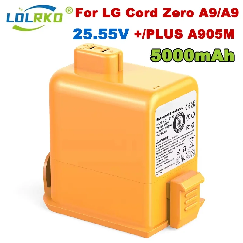 Battery For LG Cord Zero A9/A9+/PLUS A905M A907GMS A9 MAX A9MASTER2X A958/SK/SA Series EAC63758601 EAC63382208 25.55V 5000mAh