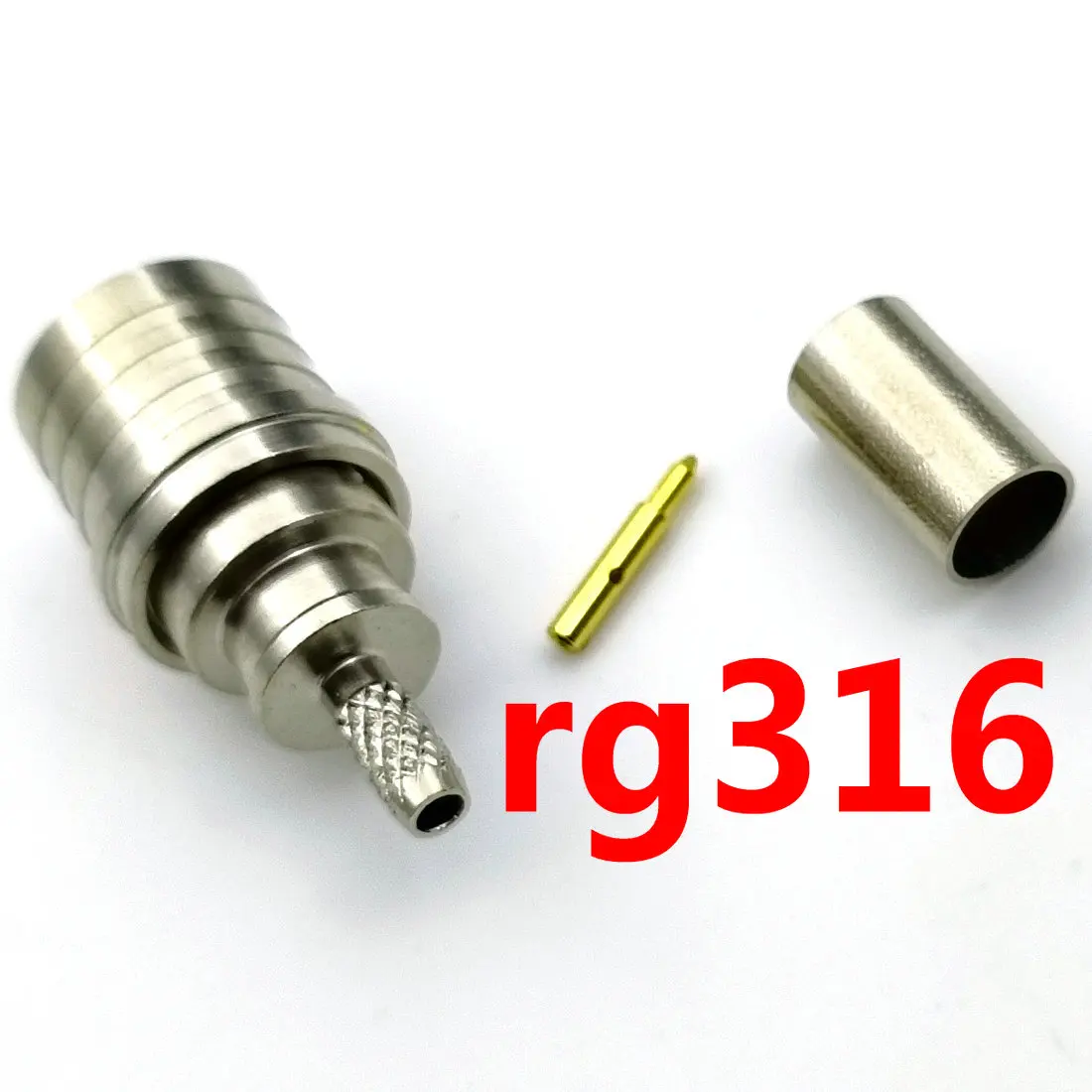 Conector RF de crimpado, enchufe macho QMA para Cable RG174, RG316, RG188, RG188A, LMR100 /RG58, RG400, RG142, LMR195