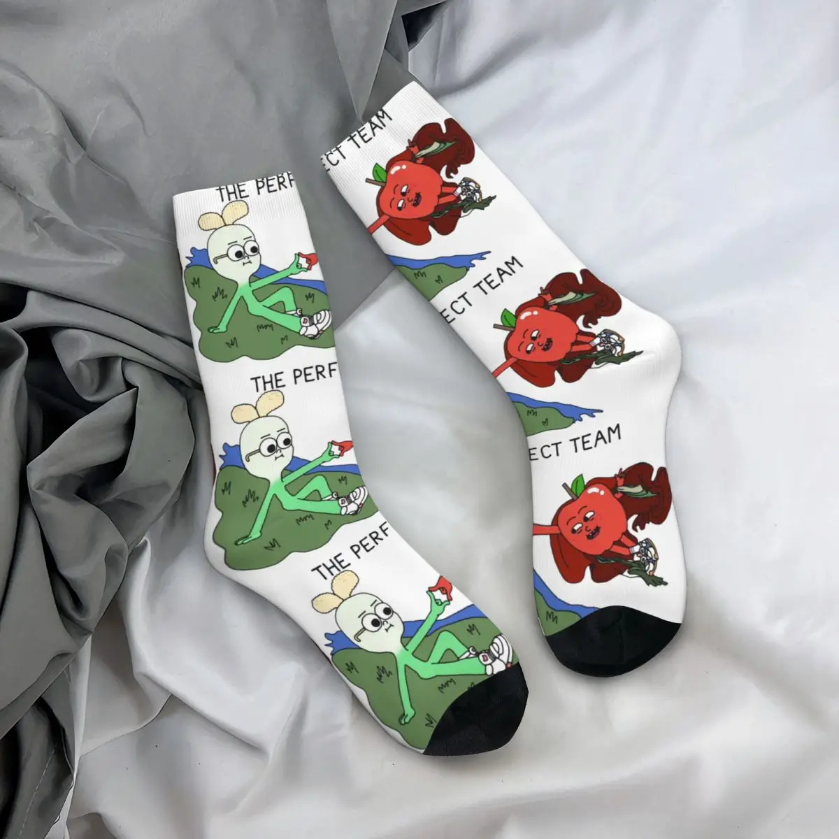 Funny Crazy compression The Perfect Team Sock for Men Hip Hop Harajuku Apple And Onion Happy Quality Pattern Printed Boys Crew