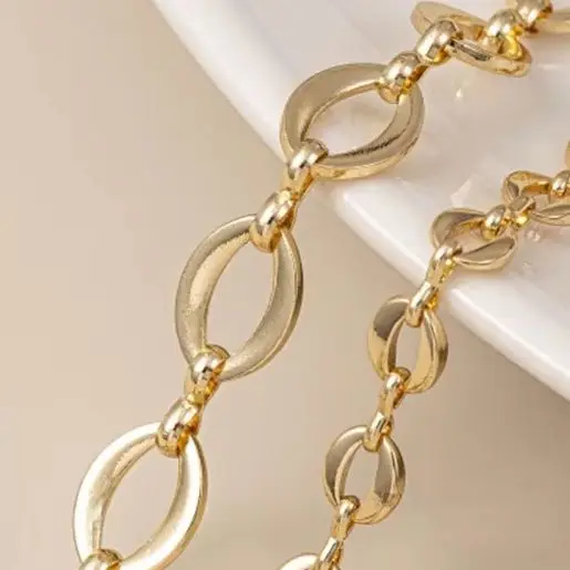 

Korean 14K Gold-Plated Thick Copper Large O-Shaped Chain Handcrafted DIY Necklace Bracelet Lip Chain Accessory