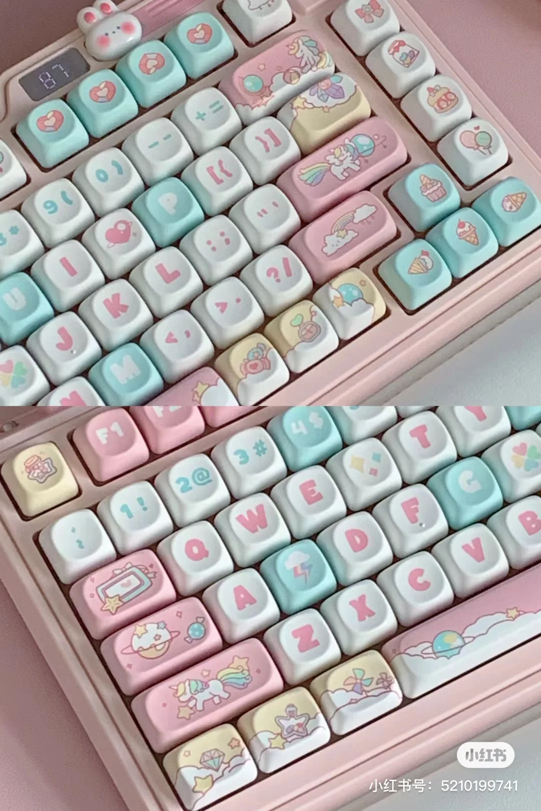 Imagem -04 - Moa Keycaps For Girls Cute Keycaps Quadrado Térmico Sublimação Teclado Mecânico Incluem 2.25 u 2.75u Split Barra de Espaço 141 Chaves Presente