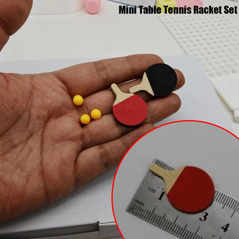 

1Set Mini Doll House Decoration Model, Mini Table Tennis Racket Set Model, Shooting Scene Props