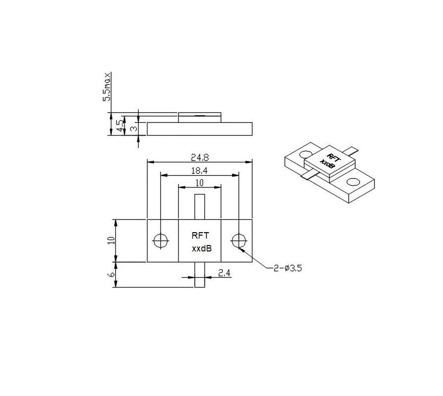 Flange type 25185 series high-power attenuator attenuation value optional frequency 3GHz6GHz