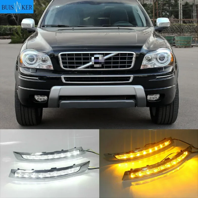 

2 шт. автомобильные дневные ходовые огни светодиодные DRL для Volvo XC90 2007 2008 2009 2010 2011 2012 2013 лампа указателя поворота противотуманная фара мигающая