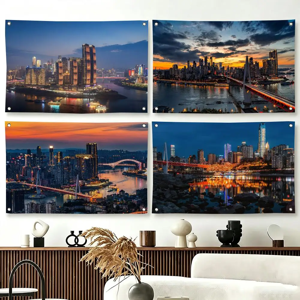 Cyberpunk City ChongQing Flags  For Living Room Home Dorm Decor Wall Outdoor Camping Party Banner Gifts