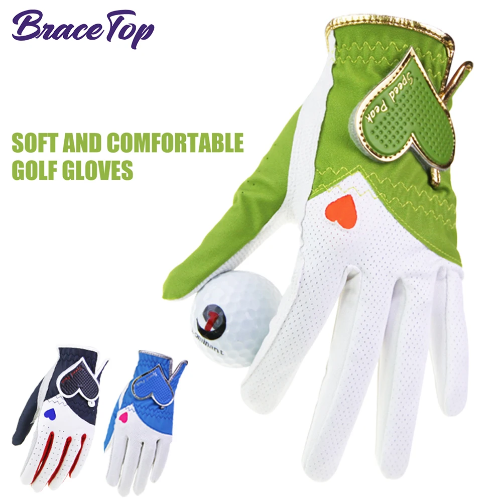 1 Pair Fashion Women's Golf Gloves Left Hand & Right Hand High Quality Soft PU Leather Sports Gloves Breathable Palm Protection