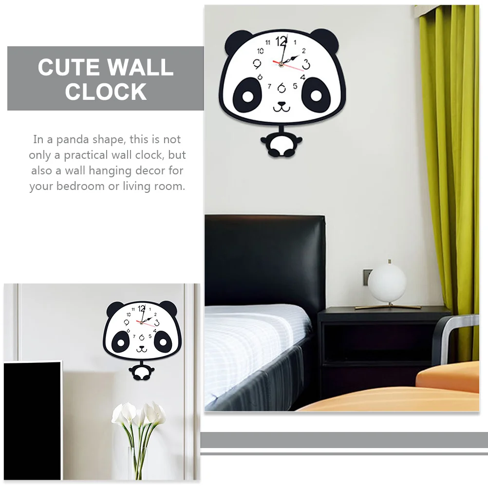 

Panda Shape Wall Clock for Home Decor Silent Operation Bedroom Living Room 's Room Wall Hanging Clock No Needed