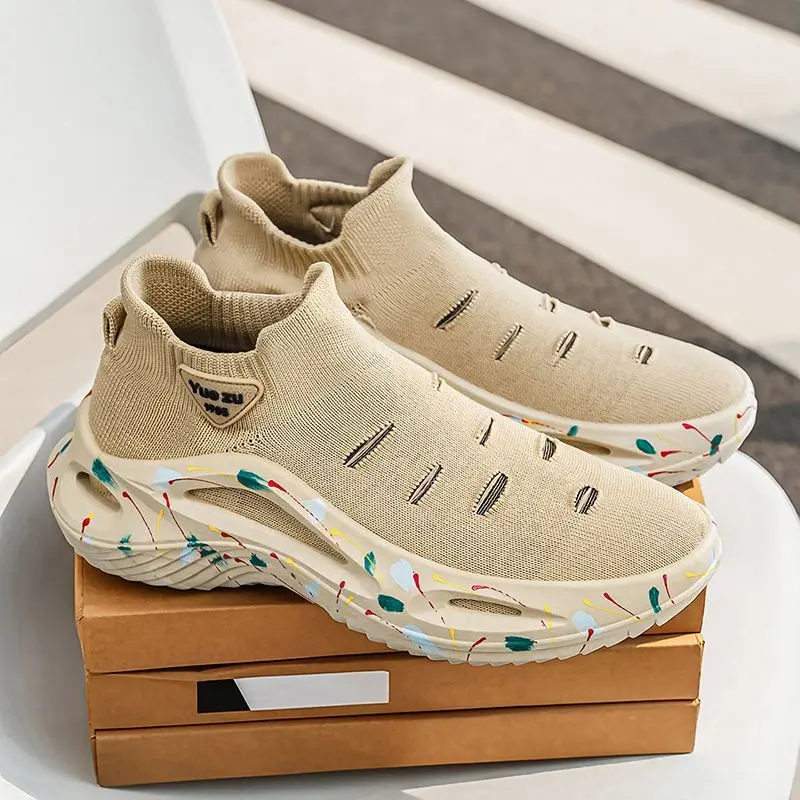 2026 New Lightweight Stretchy Mesh Sneakers Thick Sole Height Increasing Shoes Summer Breathable Non Slip Wear Resistant Casual