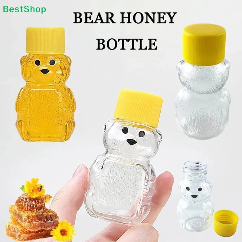 〔R〕20 botellas de miel mini de 60 ml con forma de oso - Envases dispensadores de líquido de plástico para miel, jarabe y regalos para fiestas