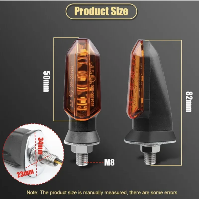 Motorcycle Turn Signal LED Blinker Amber Indicator Waterproof LED Lamp Universal 12V For Honda CBR500R CBR650R CRF250L Rebel 500