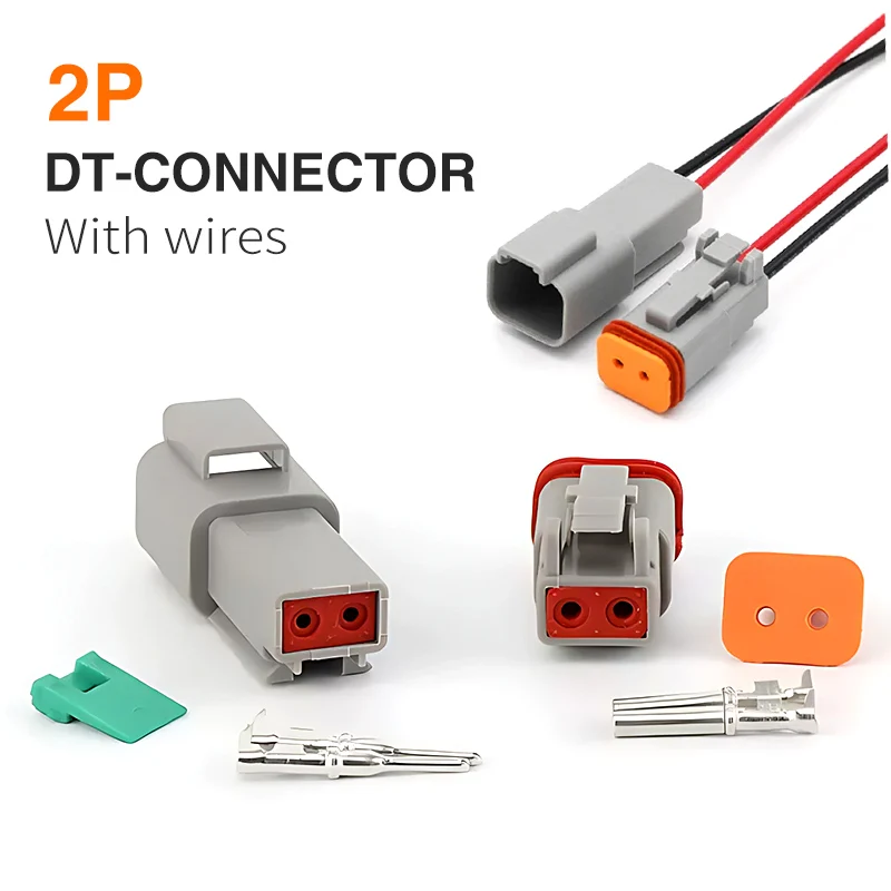 

5/10/100 Sets Deutsch Type Connector Male Female Waterproof DT Connectors 2-Pin Dt04-2p Dt06-2s 8202612040,Sealable,2 Position