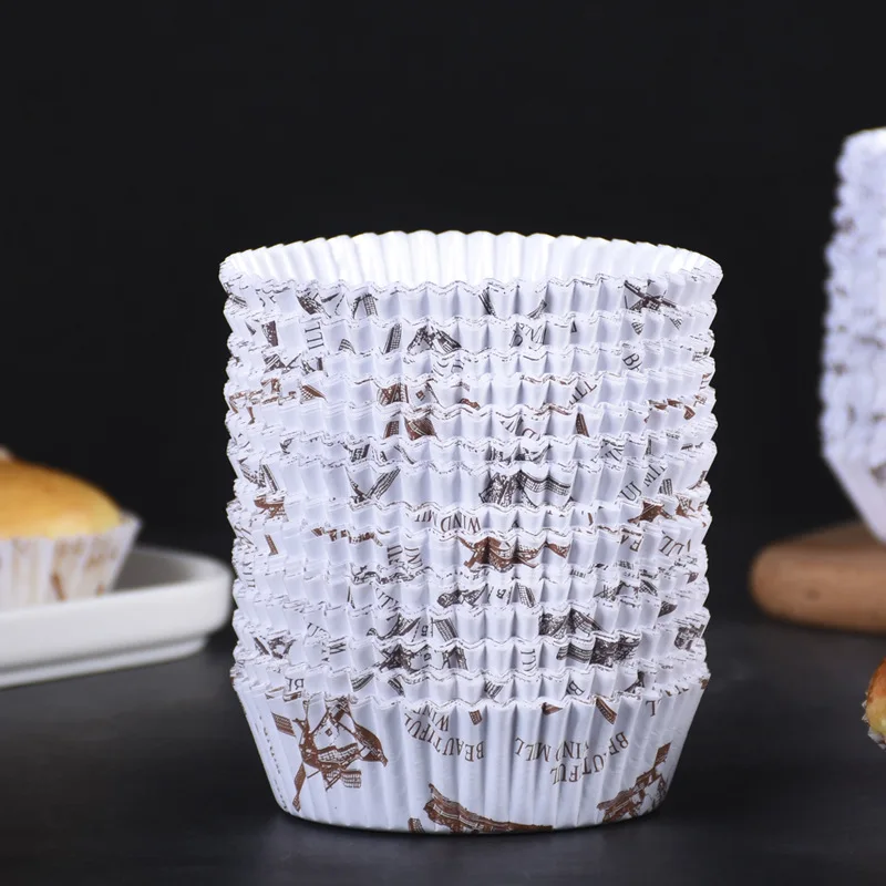 100Pcs Round Coated Paper Cup PET Cake Bread Bottom Tray Baking Tool Resistance Oil-Proof Bracket