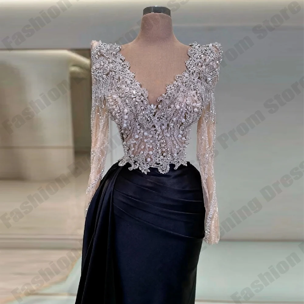 2026 Elegant Prom Dress Long Sleeve Satin Evening Gown