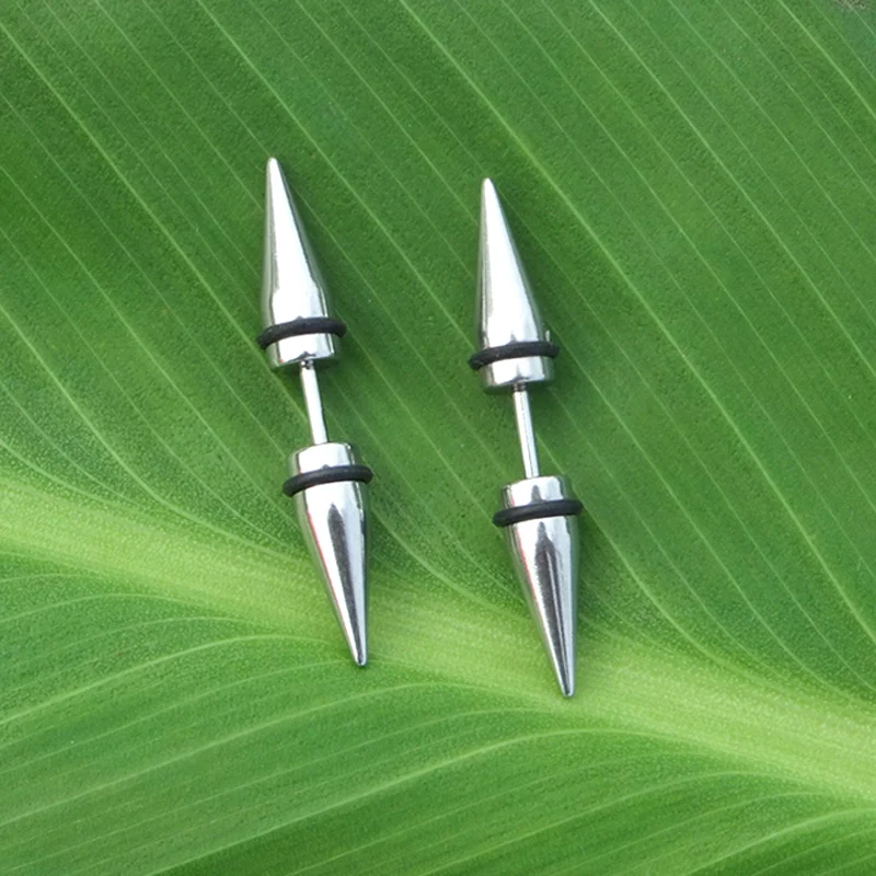 Punk Spike Tip Cone Earrings 316L Stainless Steel Ear Stud Earrings  Women Men Jewelry