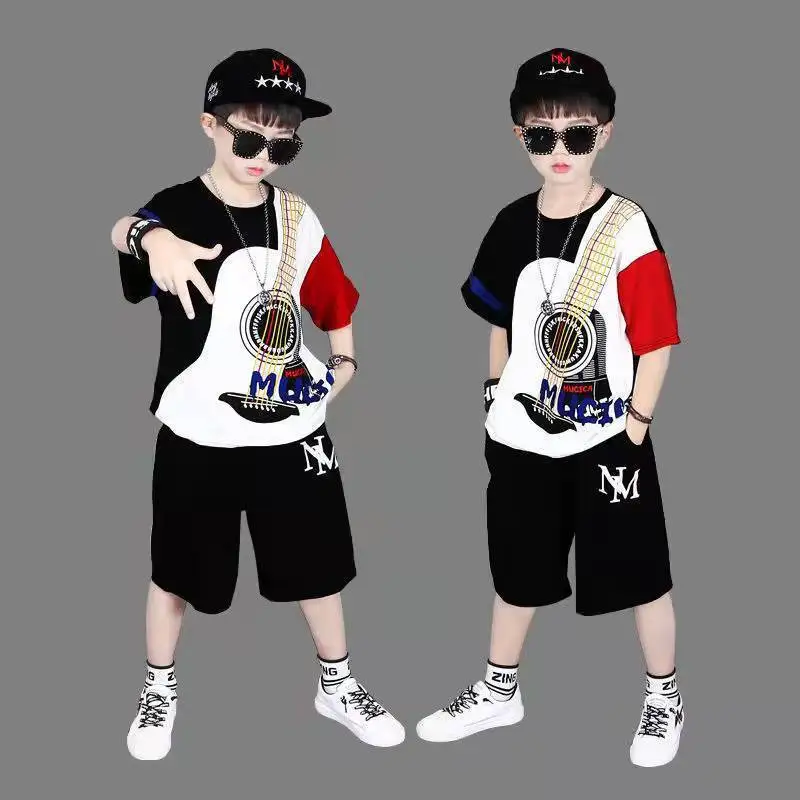 

Summer Boys Clothing Set Teenage Kids Short Sleeve Tracksuit Cartoon T Shirt + Shorts Casual 6 8 9 11 12 Years Child Boy Clothes