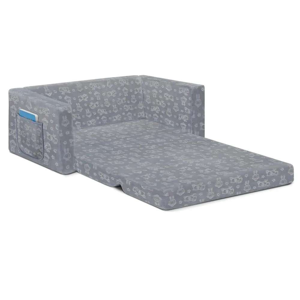 Serta Perfect Sleeper Extra Wide Convertible Sofa to Lounger - Comfy 2-in-1 Flip Open Couch/Sleeper for , Grey