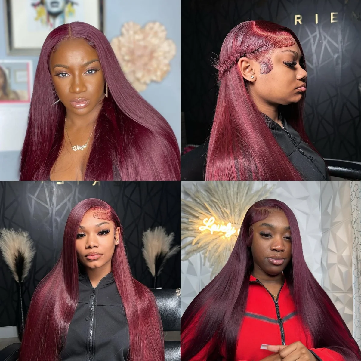 شعر مستعار بدانتيل أمامي بورجوندي ، شعر بشري ، شعر مستعار أحمر مستقيم ، شعر مستعار ملتف مسبقًا بشعر طفل ، كثافة 13 × 4 ، 99 ج ، 30 بوصة