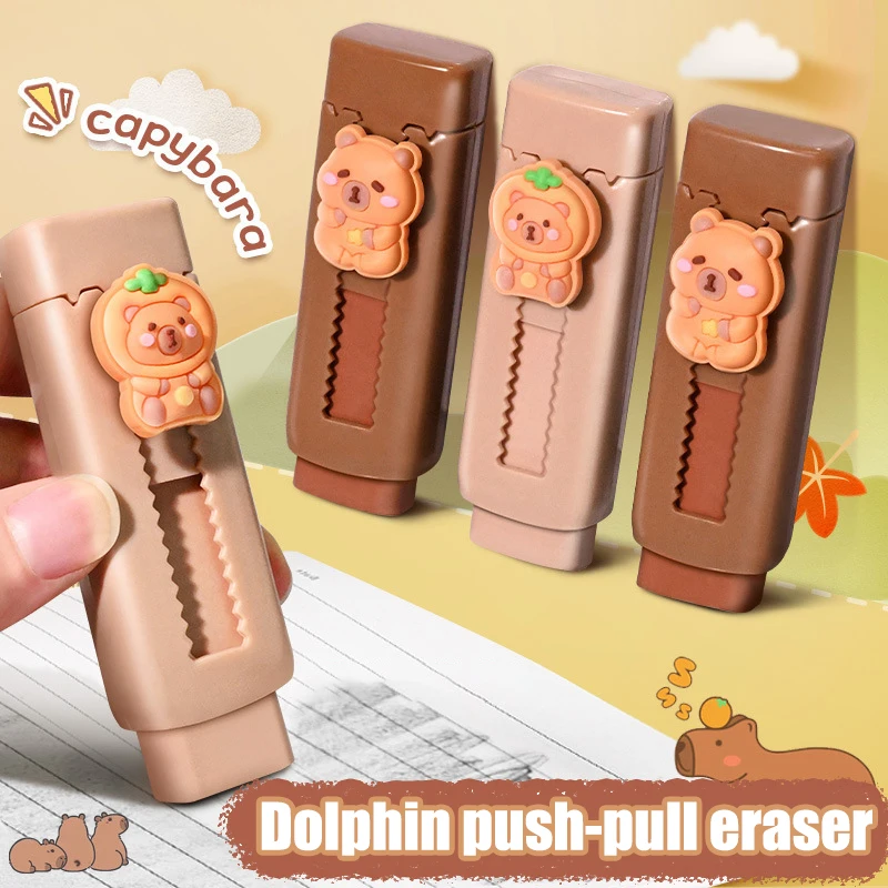

Cartoon Fashion Kawaii Push Pull Capybara Eraser Creative Cute Soft Rubber Eraser School Supplies Student Stationary Gifts