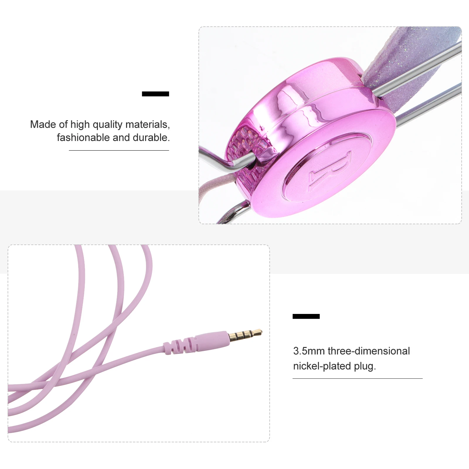 

Cute Unicorn Cartoon s Headphones Rhinestone Sequin Glitter On-Ear Earphones With Microphone High Elastic Anti-Freezing Wire