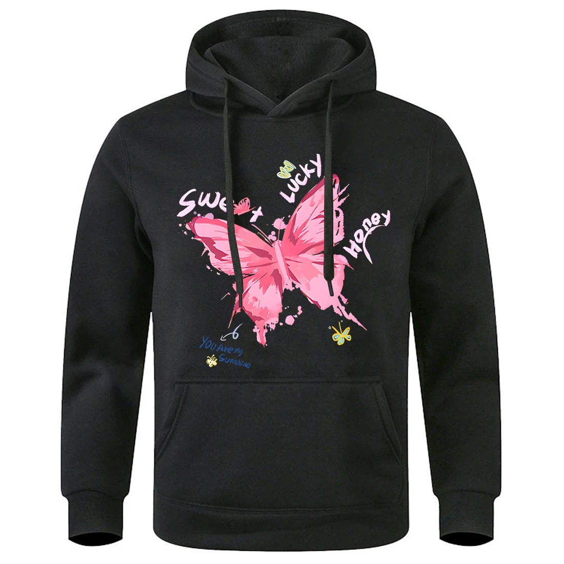 

Pink butterflies and good luck have always been by your side Male Hoodies Fashion Casual Hoodie Oversize Loose Sweatshirts