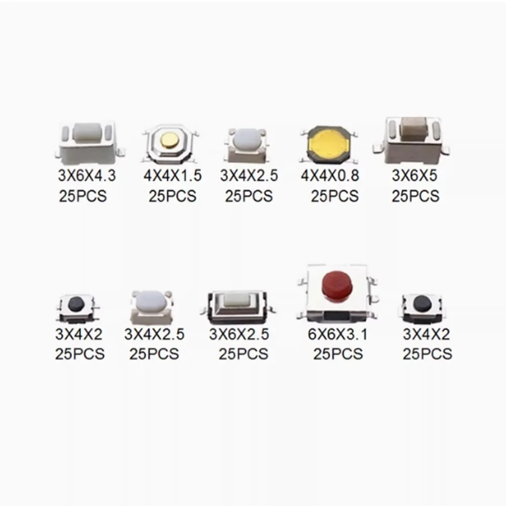 1 Set 250Pcs 10-Types Tactile Push Button Switch Car Remote Control Keys Button Touch Micro switch image 3
