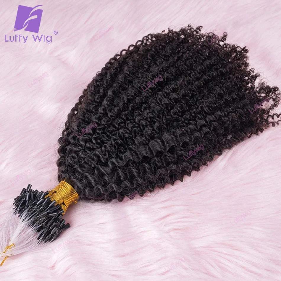 4c Microlink Hair Extensions Braziliaanse Remy Micro Lus Menselijk Haar Bundels Afro Kinky Curly Links Haar Voor Zwarte Vrouwen Luffy