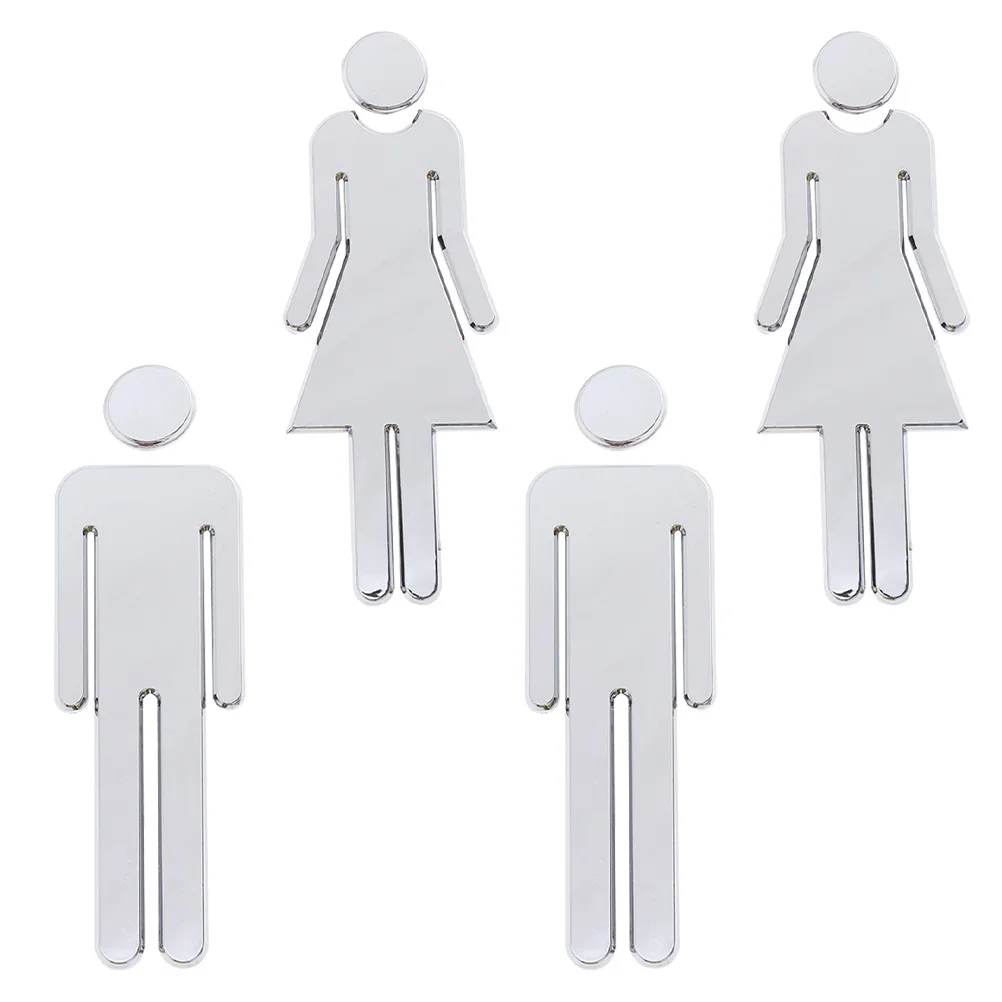 

4 pcs Toilet Sign For Women Men Bathroom Identification Plate Suitable For Home Hotel Public Restroom Washroom Plastic Traffic