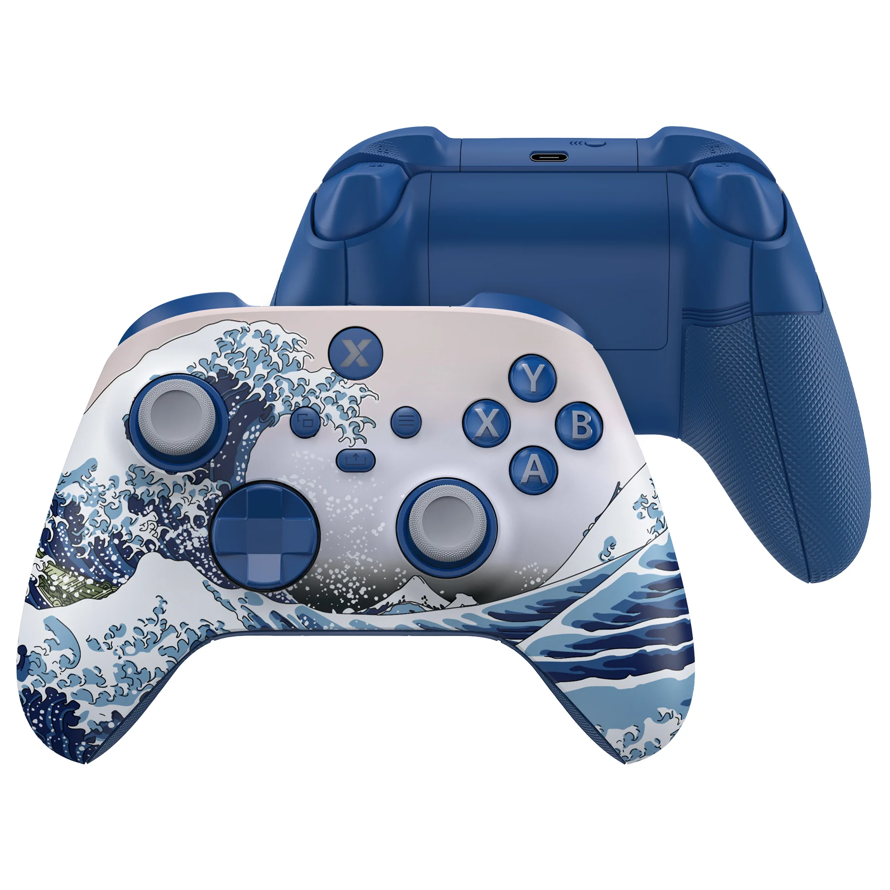 

eXtremeRate ASR Version Rubberized Full Set Shell Buttons for Xbox Core Controller(Xbox Series X&S Controller) - The Great Wave