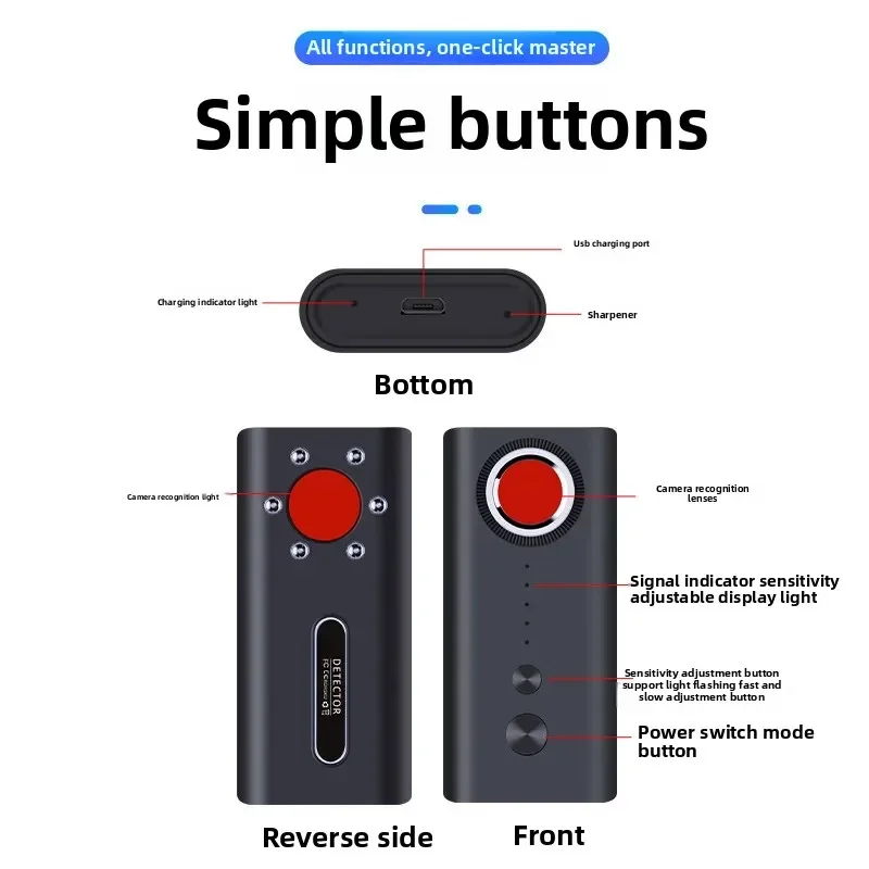 

Professional Anti Spy Camera Detector Mini Bug Scanner Security Protection RF Signal Cam Hidden Gadgets Car GPS Tracker Finder