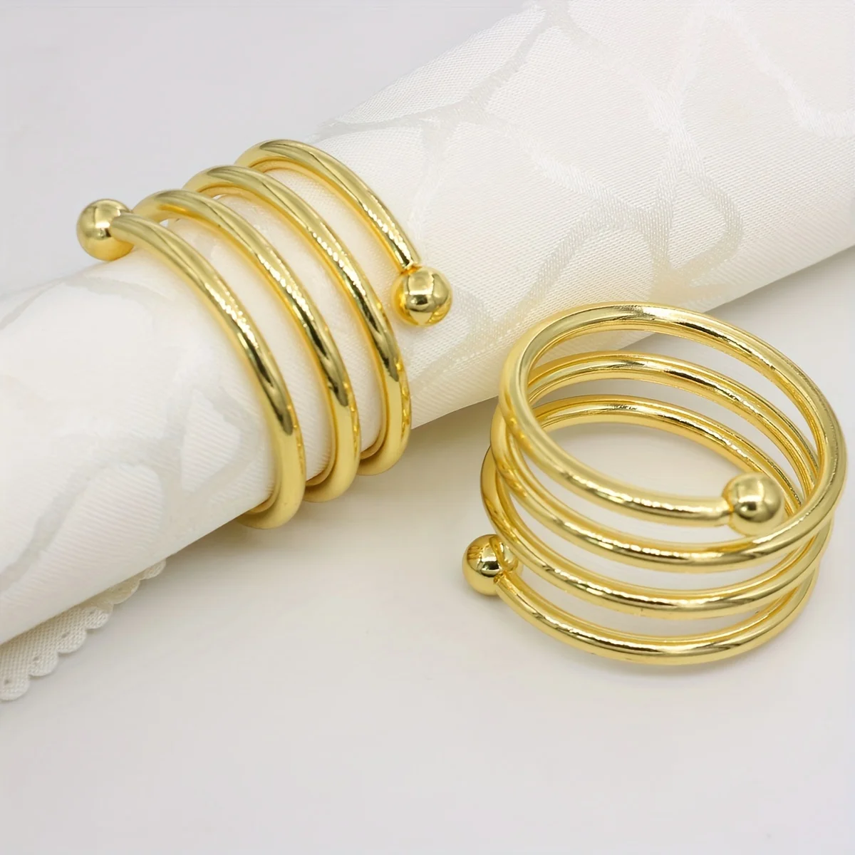 12pcs, Elegant Golden Metal Napkin Rings for Party and Dining Table Decor - Set of 12