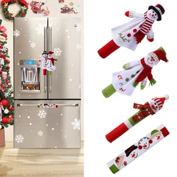 4Pcs Christmas Refrigerator Handle Covers 3D Cute Snowman Fridge Door Cover Kitchen Appliance Handle Covers for Kitchen Decor