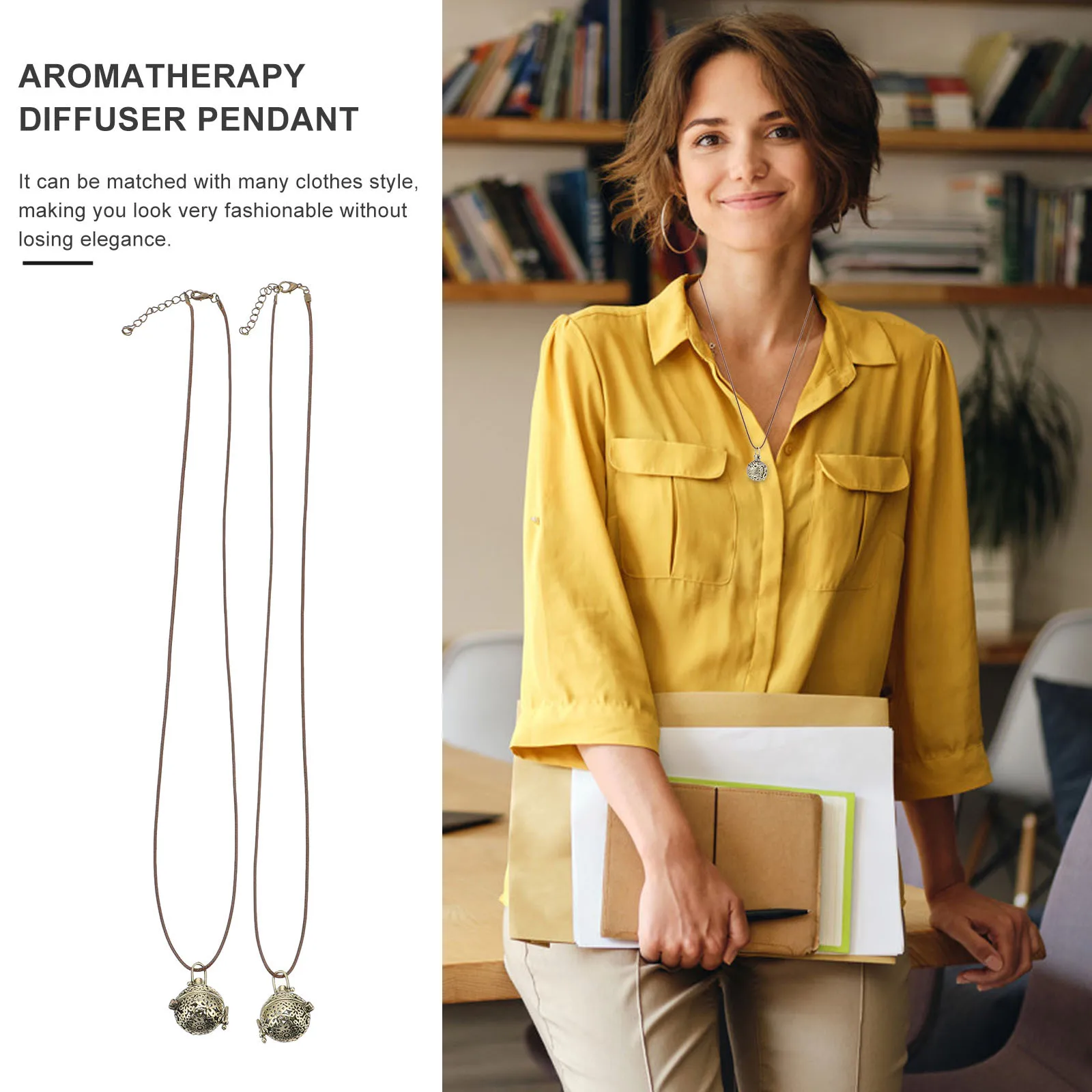 

2Pcs Essential Oil Diffuser Necklace Hollow-Out Aromatherapy Pendant Stylish Neck Decoration Fashionable Neck Jewelry Charming