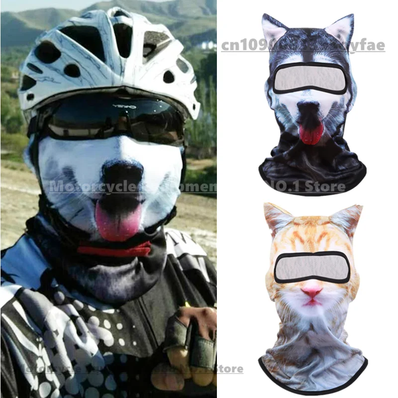 

3D Cat Dog Cute Animal Balaclava Motocross Ski Snowboard Hat Helmet Liner Biker Neck Warmer Face Cap Motorcycle Cycling Headgear