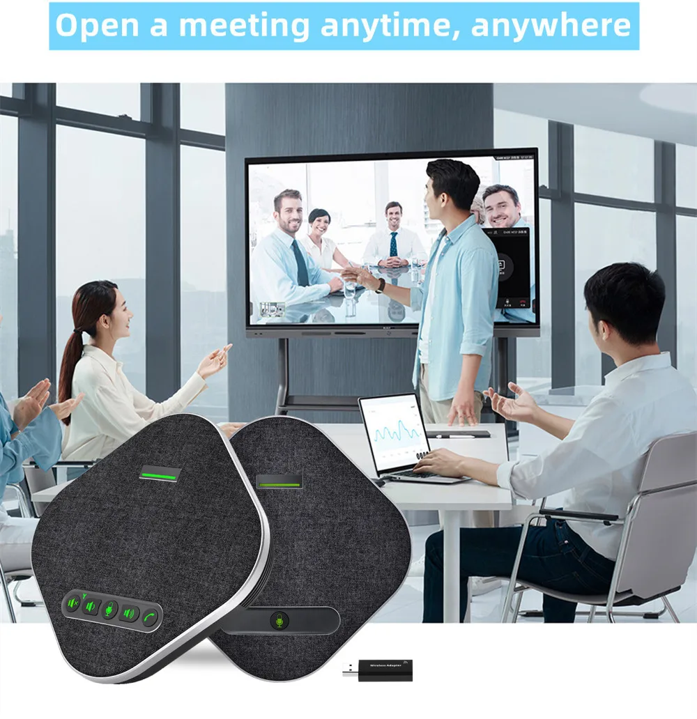 Conference Speakerphone 4 AI Mics Expansion Mics Bluetooth Wireless Reciver 12M 2.4G/5.8G Voice Pickup USB Computer Microphone