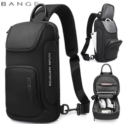 BANGE Bolsa mensageiro masculina de grande capacidade ultraleve e portátil com vários bolsos à prova d'água mochila de viagem bolsa de peito para iPad de 9,7