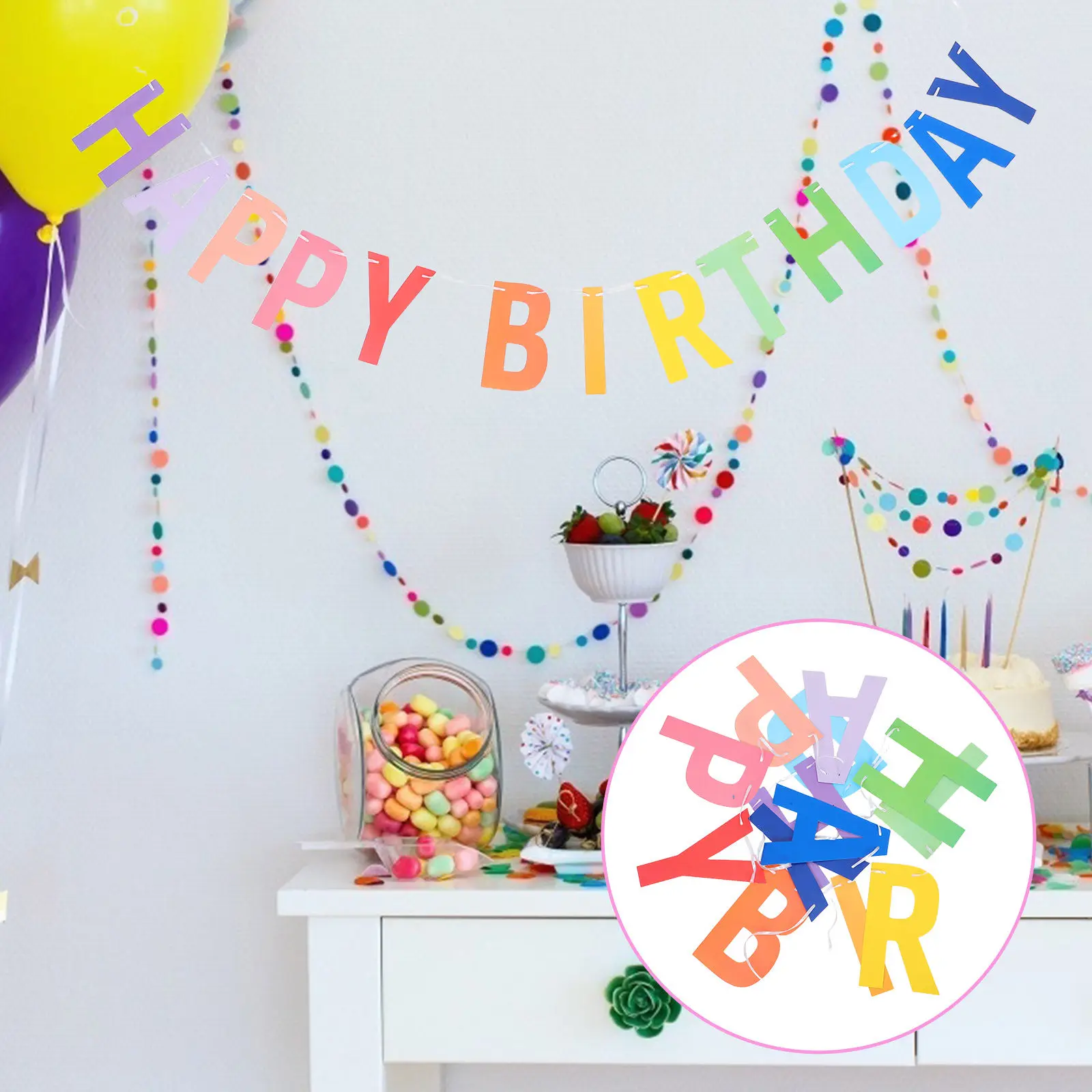 1Set Colorful Happy Birthday Paper Banner Festive Letters Decoration for Birthday Party Celebrations Baby Shower Wall Window