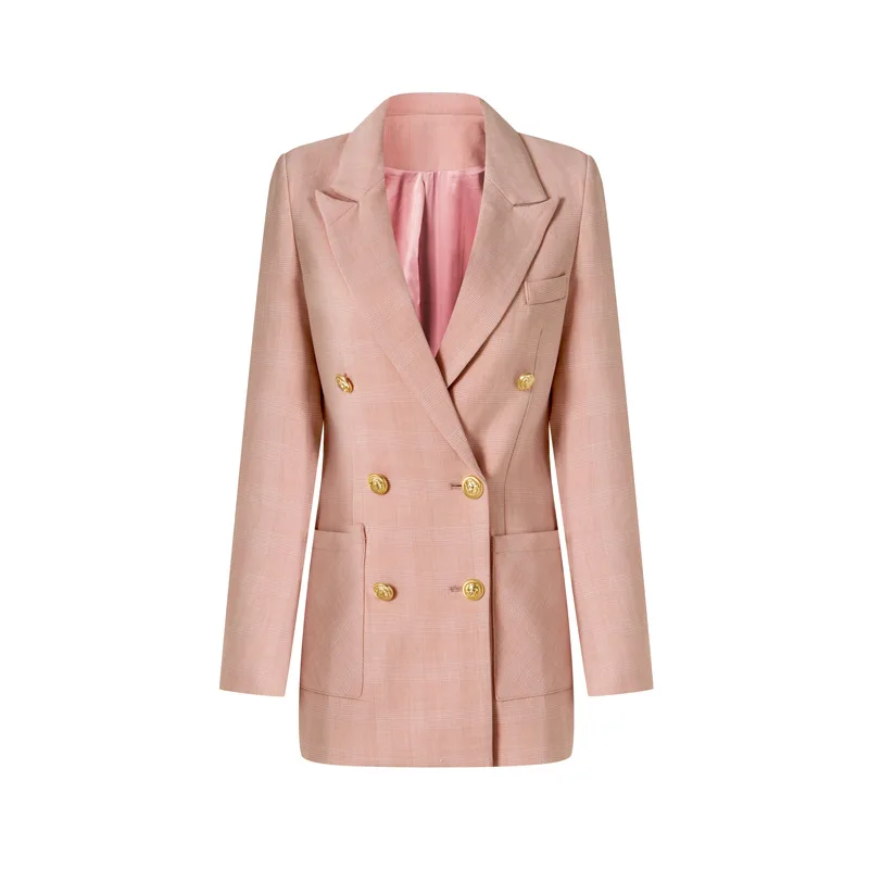2025, Frühling und Herbst, neuer Freizeitanzug, Trenchcoat, rosa, Modedesign, Sinn für Nische, Nischenblazer für Damen, Luxe Femme Traf Alla oficial