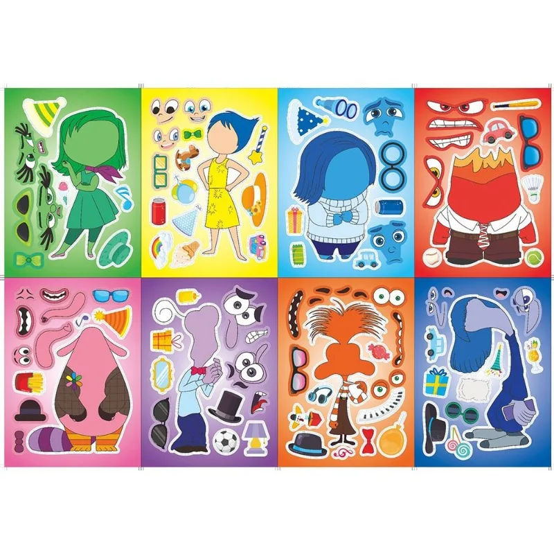 8PCS Cartoon Animation Inside Out Stickers Mobile Phone Case Water Cup Luggage Guitar Notebook Decoration Stickers Wholesale