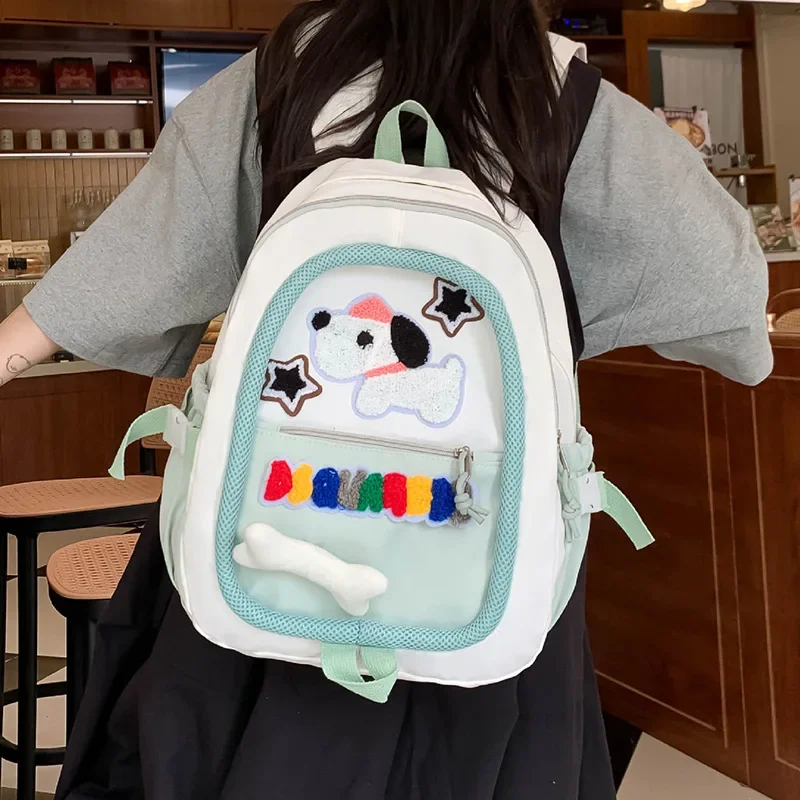 

Girls Dog School Backpacks Korean Style Summer Contrast Color Student Women Large Travel Backpack Mochilas Para Estudiantes