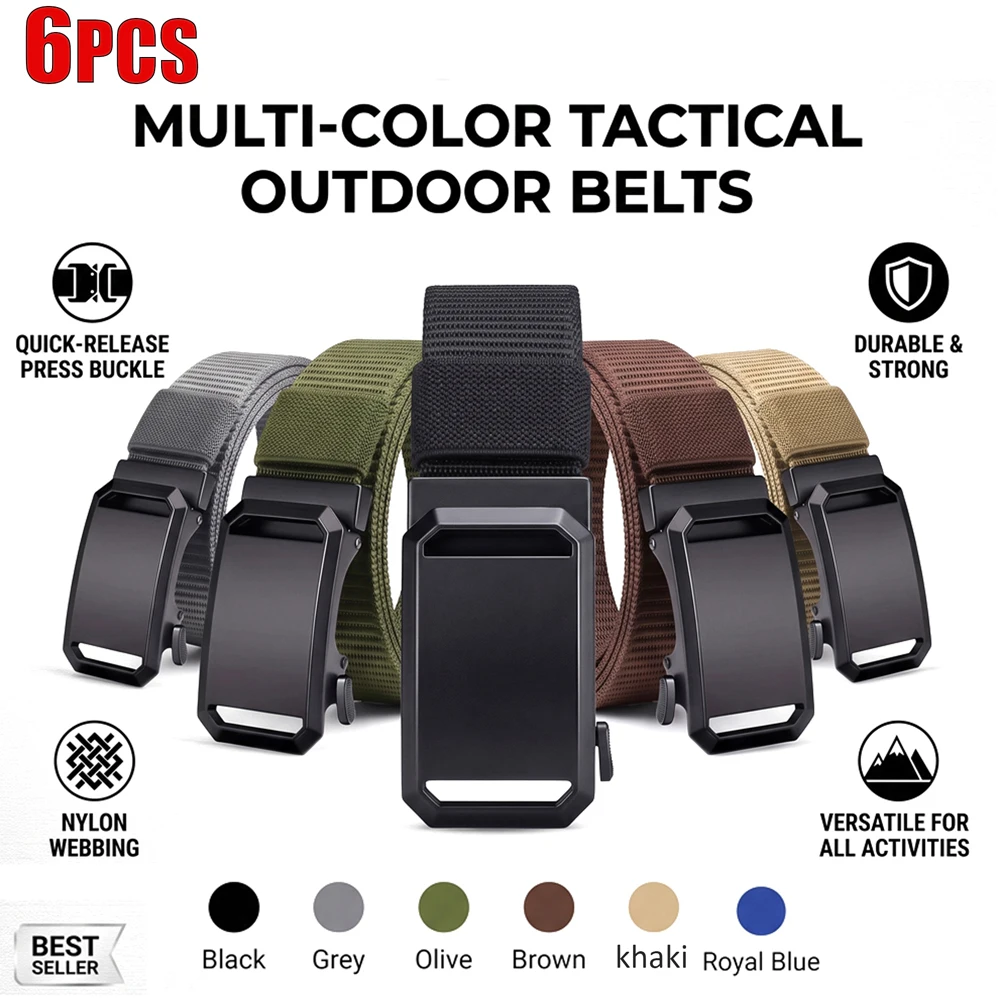 Novo Cinto de Lona com Fivela Automática, Tático, Casual, para Treinamento ao Ar Livre, Acessório Multiuso para Calças de Trabalho Masculinas, Uso Diário
