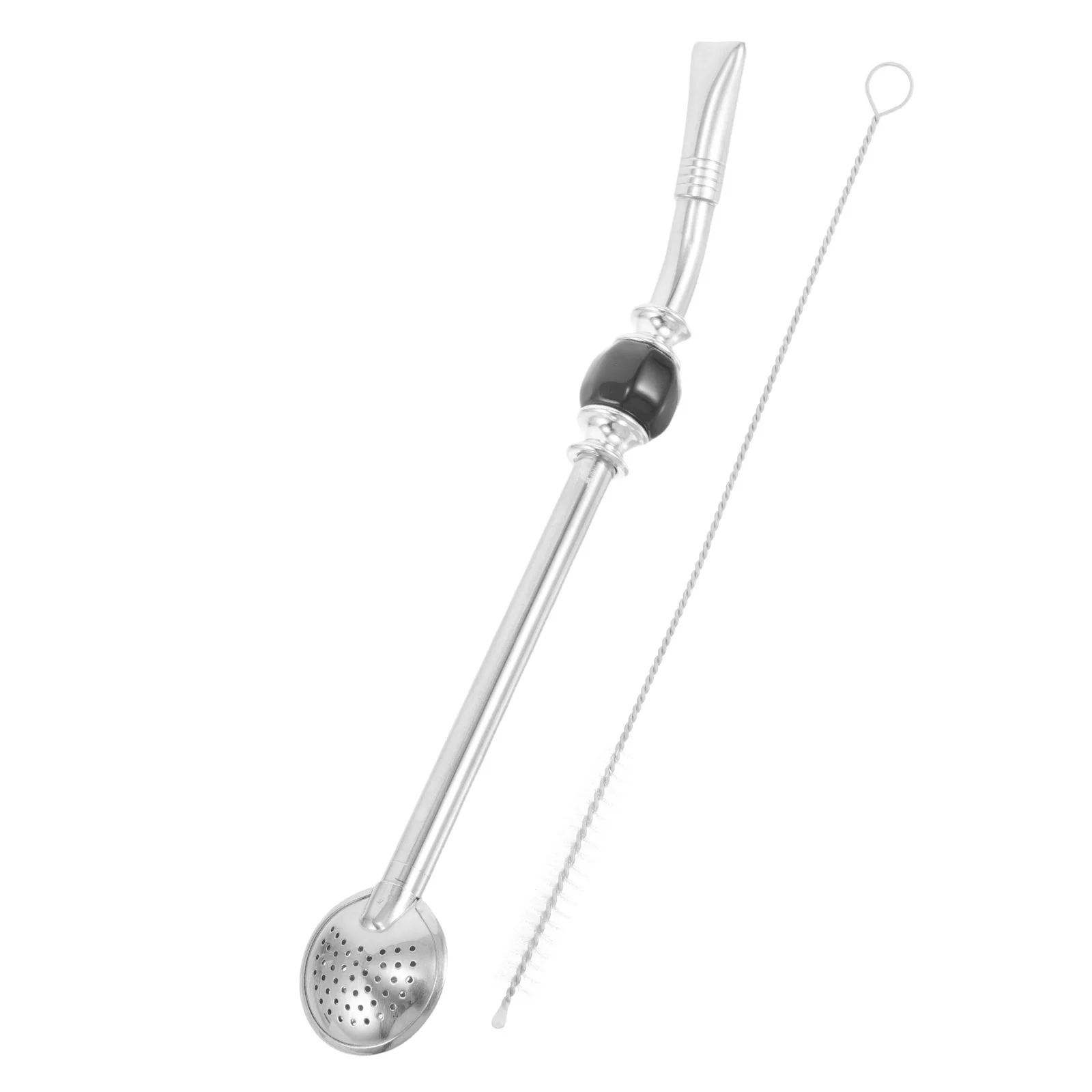 

1Set Mate Tea Straw Stainless Steel Filter Spoon Reusable Straw Drinking Strainer Coffee Stirrer for Loose Leaf Tea Brush