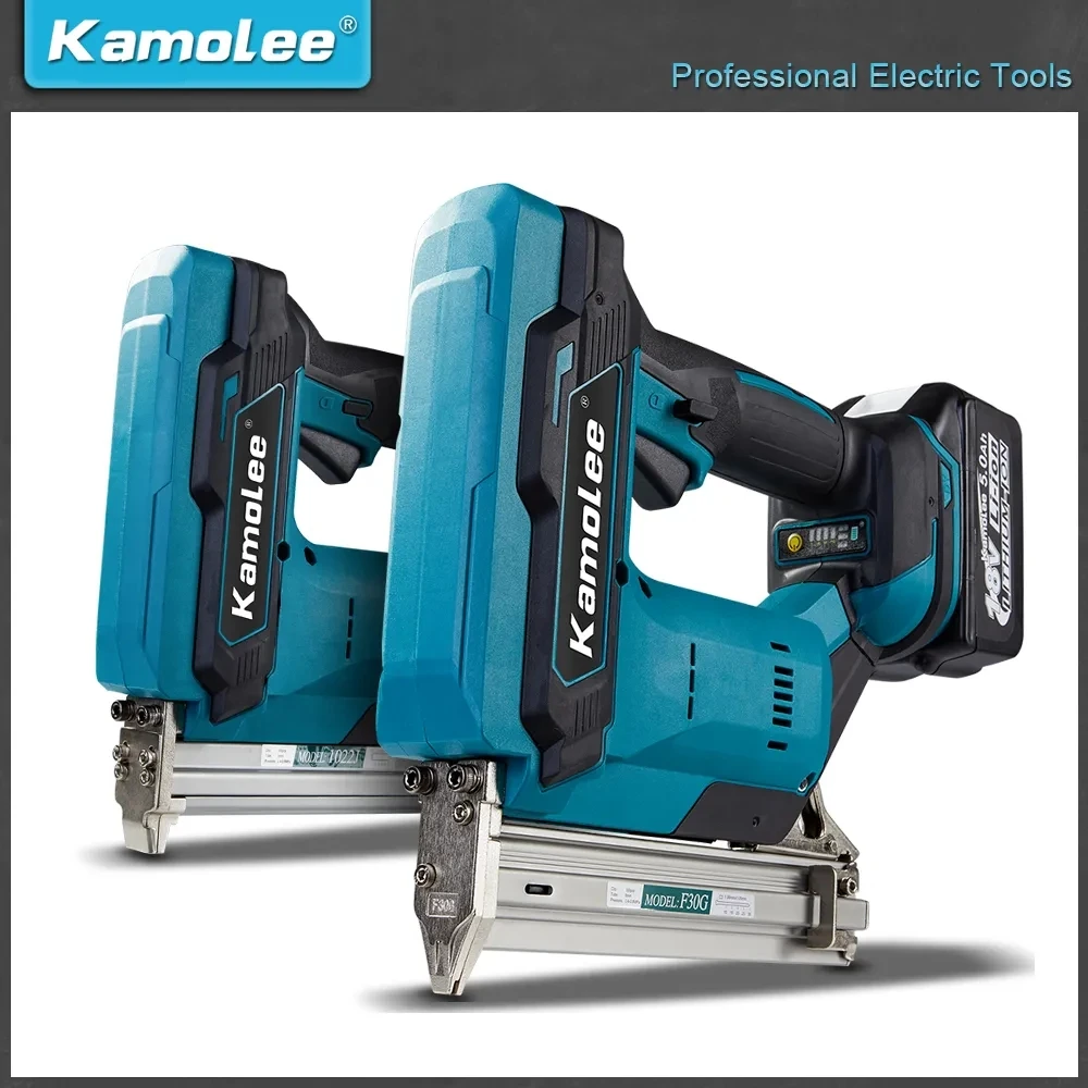 

Kamolee Brushless 1022J Electric Concrete Nail Gun F30 Stapler Nailer Woodworking Lithium Battery For Makita