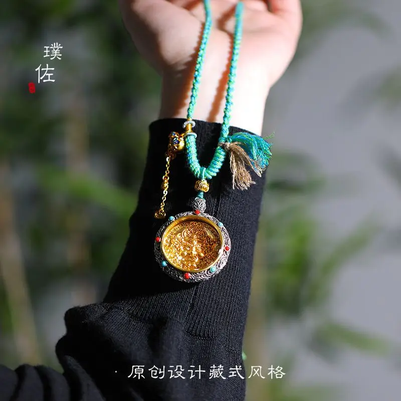 New Yellow God Wealth Necklace Year Of The Chinese Zodiac Eight Patron Saint Men's And Women's High-End Thangka Amulet Gift