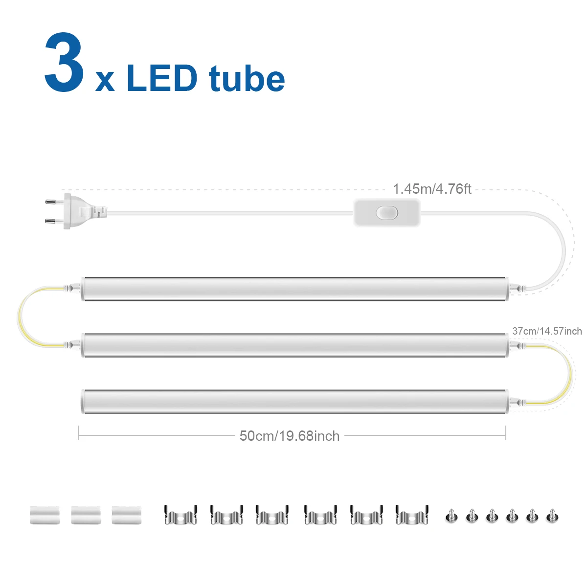 50CM 15W 220V DIY Wandlampen LED T5 Buis Met Schroeven Wandmontage LED Verlichting voor Slaapkamer Woondecoratie + EU Plug Netsnoer Q