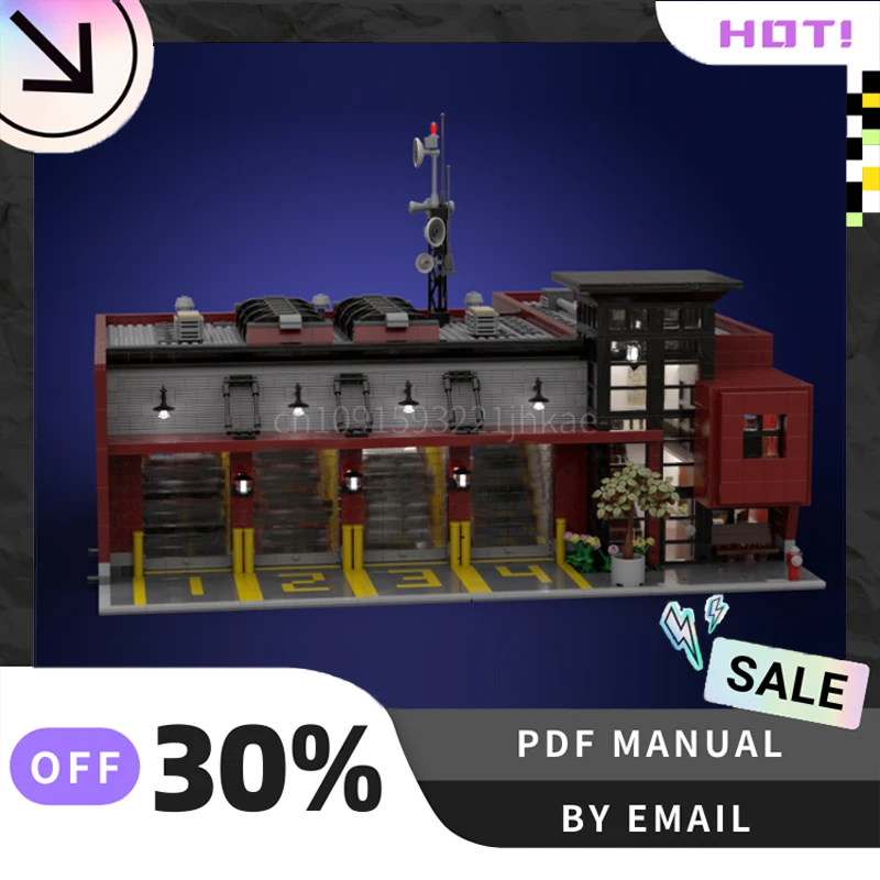 [5176 pièces] blocs de Construction créatifs de caserne de pompiers MOC personnalisés, ensemble de jouets éducatifs STEM, Kit de modèle de Construction, cadeaux d'anniversaire