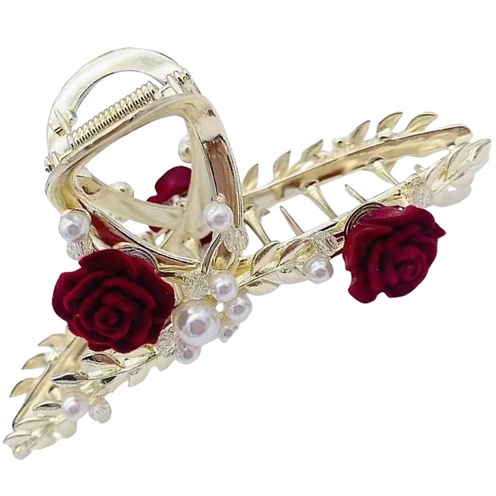 

Flower Claw Clip Pearl Metal Clips For Women Back Clamp Holder Simple Design Practical Use Claw Clips For Thick