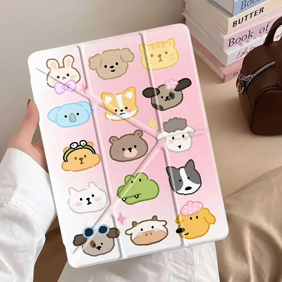 

Чехол-подставка для планшета с милым мультяшным рисунком собаки для iPad Air 4 5 M3 M2 1 2 M4 11 дюймов Mini 6 7 Pro 11th 10th 9th 8th 7th 12.9 дюймов Pro